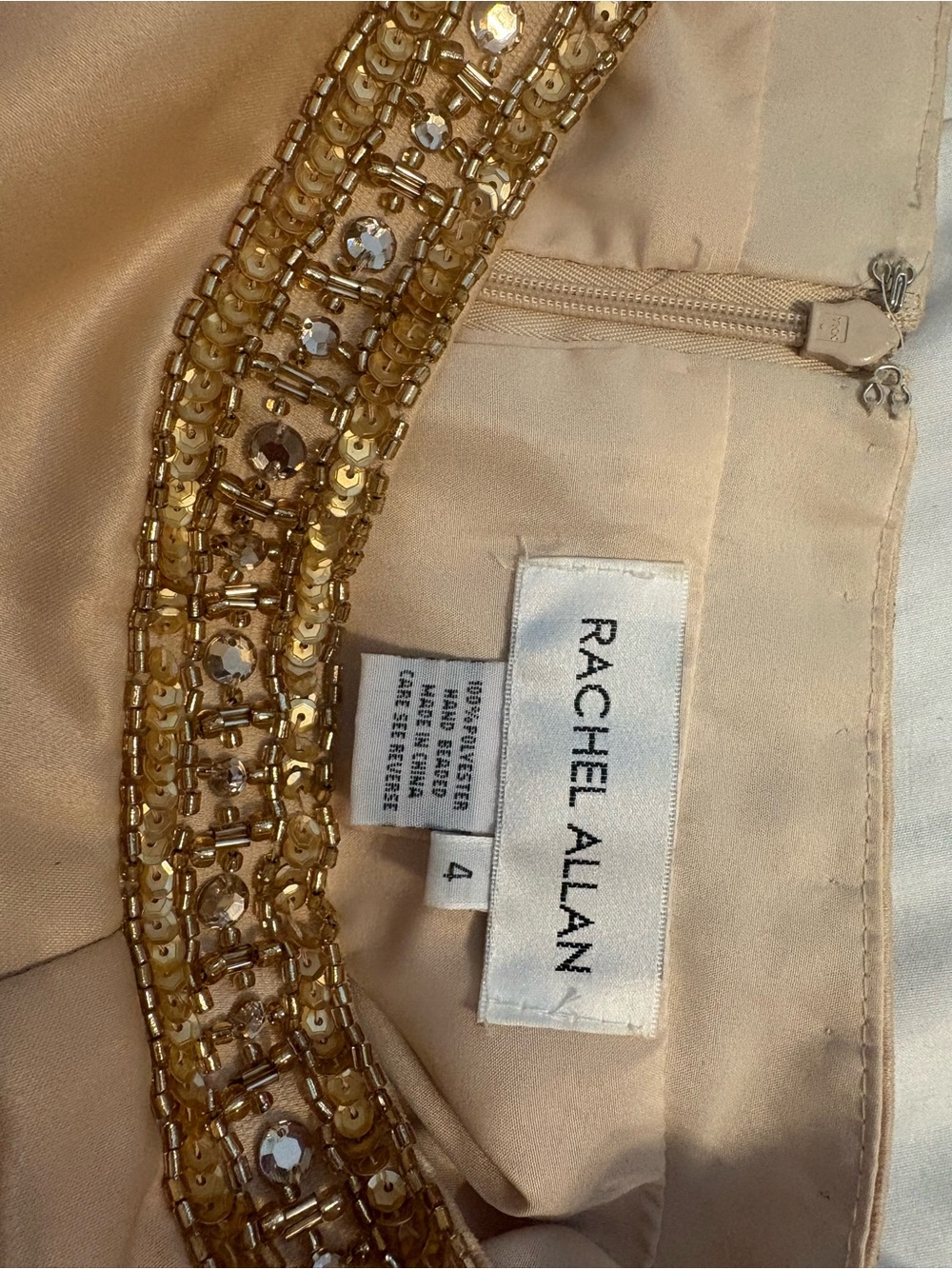 Rachel Allan Gold Beaded Two-Piece Evening Dress - Picture 6 of 7